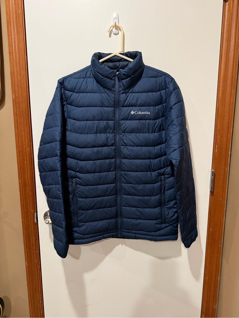 Columbia Men's Navy Blue Omni-Heat powder Lite quilted Puffer Jacket